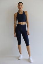 Load image into Gallery viewer, Capri Zipper Legging Pants Bottom - Navy Blue