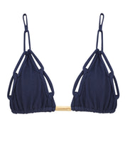 Load image into Gallery viewer, Ring Triangle Bikini Top - Navy crepe