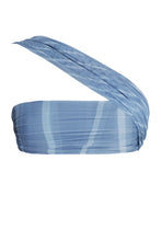Load image into Gallery viewer, Ruched Strap Straight Bikini Top - Blue Striped Print Tulle