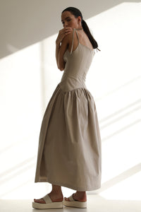 Ruched Midi Dress  - Natural Brim