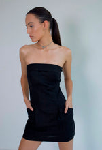 Load image into Gallery viewer, Pockets Short Dress - Black Linen