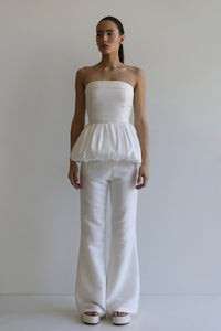 Tailoring Balonê Top  - Off-White Linen