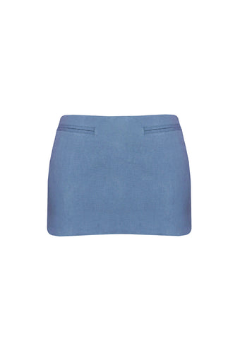 Low Waist Mini Skirt tailoring - Blue Linen