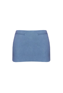 Low Waist Mini Skirt tailoring - Blue Linen