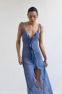 Bias Ruffle Cover-Up - Blue
