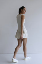 Load image into Gallery viewer, V-Neck Pleated Dress with Separate Shorts - Off-White Piquet