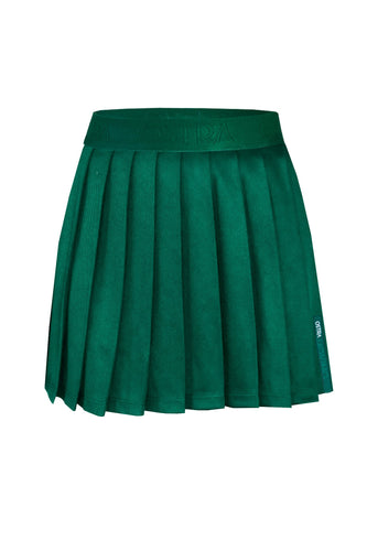 Pleated Skirt with Fixed Shorts Bottom - Green Piquet Flag