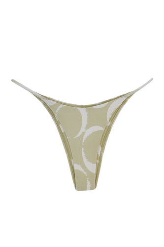 Triangle With Fixed Strap Bikini Bottom - Green Background Ring Print