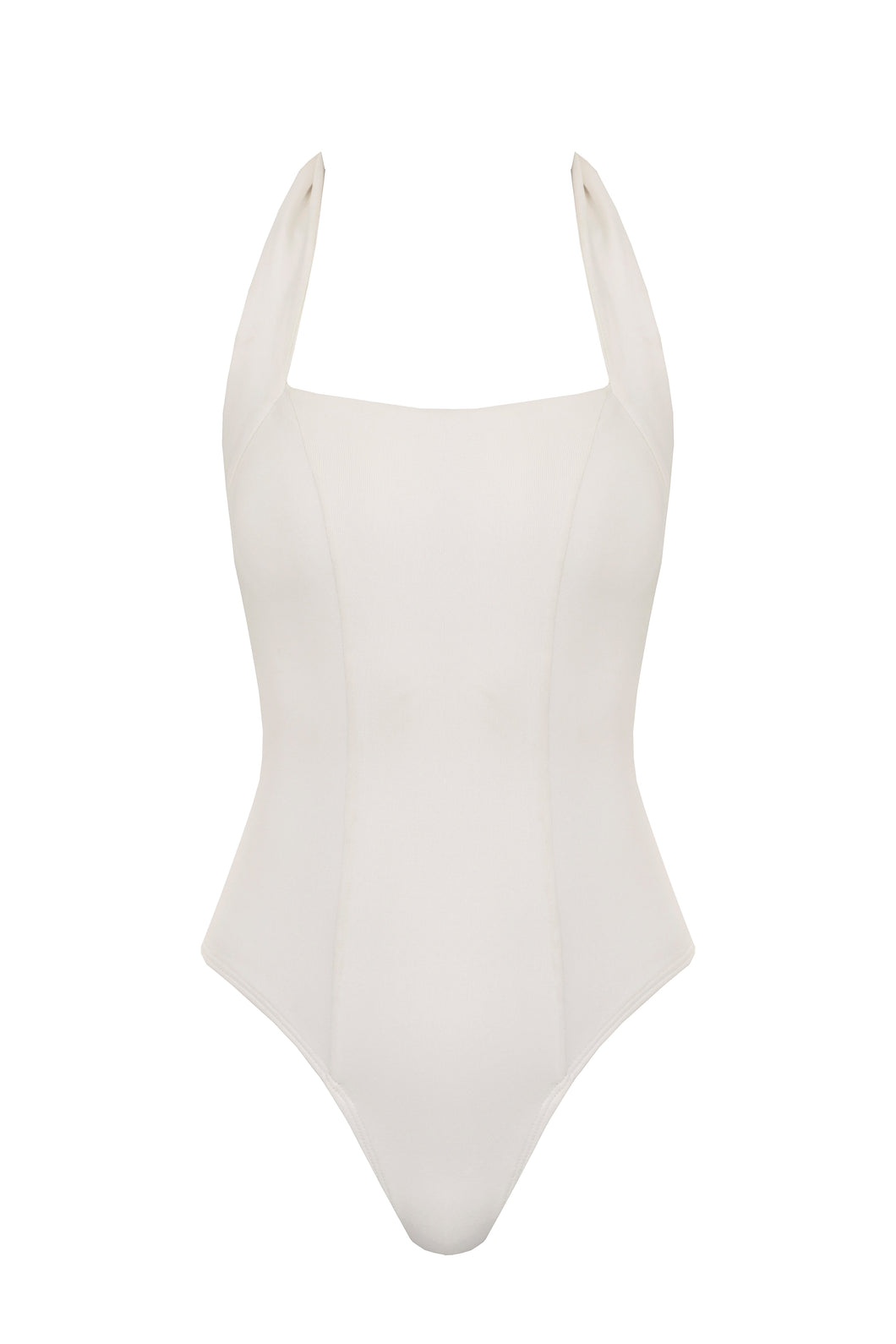 One-front Swimsuit with Band - Off-White