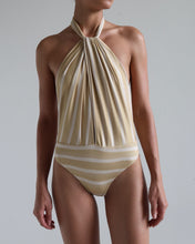 Load image into Gallery viewer, Front Tie One Piece - Banoffee Stripes