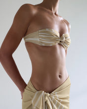 Load image into Gallery viewer, Square Bandeau Bikini Top - Banoffee Stripes