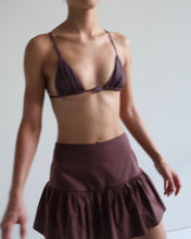 Load image into Gallery viewer, Peplum Mini Skirt Bottom with Shorts - Chocolate Brown