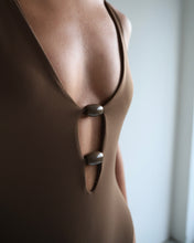 Load image into Gallery viewer, V Neck Loop One Piece - Brown Crepe