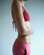 Load image into Gallery viewer, Pleated Triangle Bikini Top  - Pomegranate