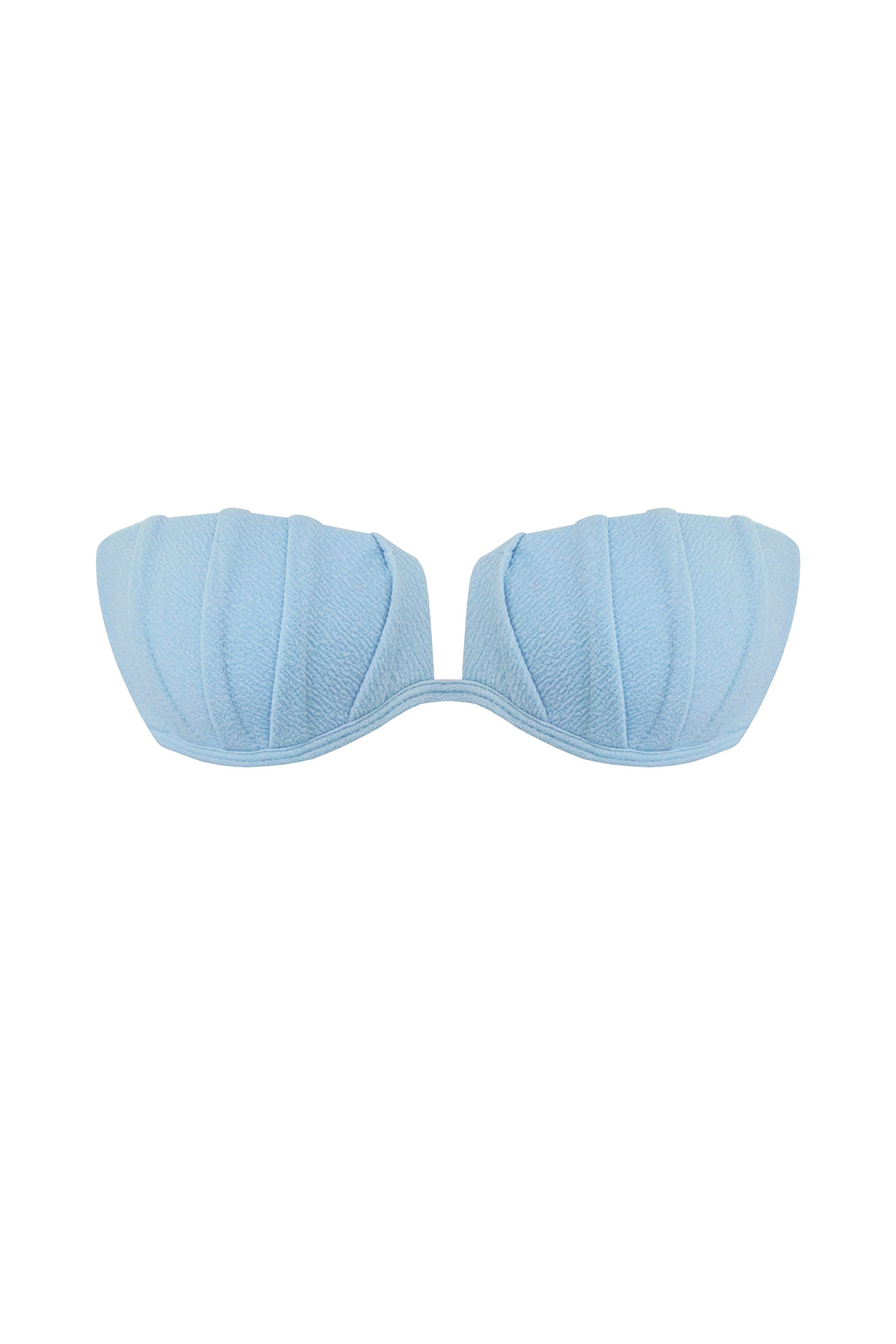 TQC Pleated Detail  Bikini Top - Light Blue