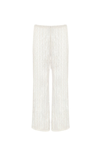 Crochet Low Waist Straight Pants - Off-White