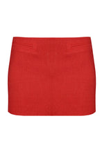 Load image into Gallery viewer, Low Waist Tailoring Mini Skirt Bottom - Red Linen