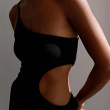 Load image into Gallery viewer, Ruched Slit Dress - Jersey Black