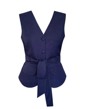 Load image into Gallery viewer, Tailoring Vest Top - Navy Blue Linen