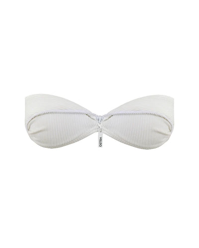 TQC Zipper Detail Bikini Top - Ribbed Off-White