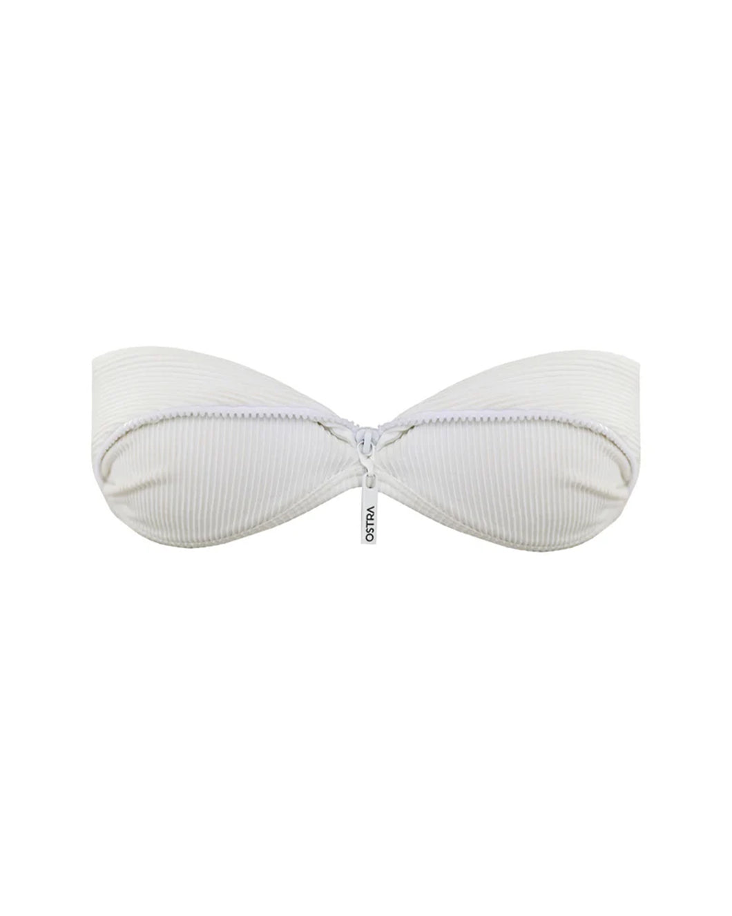 TQC Zipper Detail Bikini Top - Ribbed Off-White