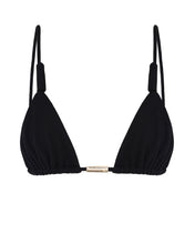 Load image into Gallery viewer, Rolled Straps Triangle Bikini Top - Black Crepe