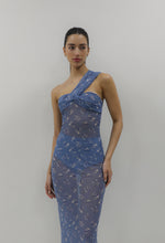 Load image into Gallery viewer, Tulle Off The Shoulder Midi Dress - Blue Dot