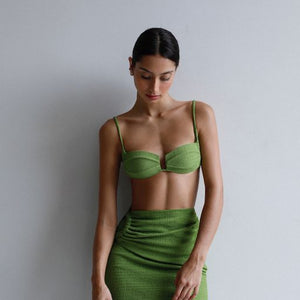 Sturdy Top With Fixed Bias Strap - Green Bud