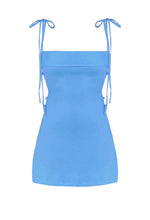 Load image into Gallery viewer, Lunar Cut Short Dress - Celest Blue Linen