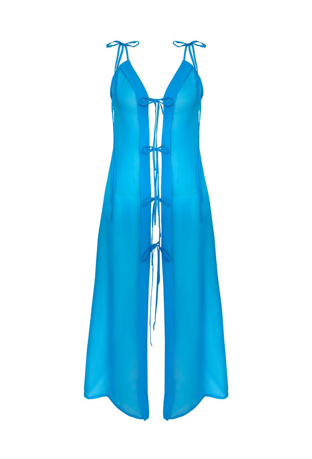 Tied Bias Beach Cover-Up - Blue