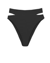 Load image into Gallery viewer, Slit Hang Glinder Bikini Bottom - Black Ribbed