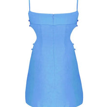 Load image into Gallery viewer, Lunar Cut Short Dress - Celest Blue Linen