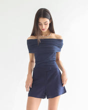 Load image into Gallery viewer, Off-Shoulder Sleeve Corselet Top - Navy Blue Tulle