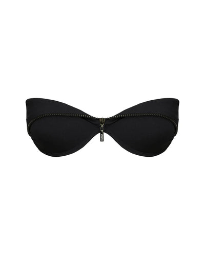 TQC Zipper Detail Bikini Top - Black