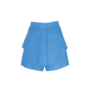 Tailoring Double Shorts - Celest Blue Linen