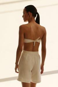 TQC Zipper Detail Bikini Top - Ribbed Off-White