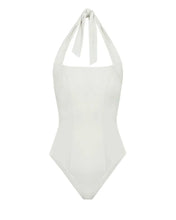 Load image into Gallery viewer, One-front Swimsuit with Band - Off-White