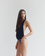 Load image into Gallery viewer, Draped Neck Bodysuit - Navy Blue