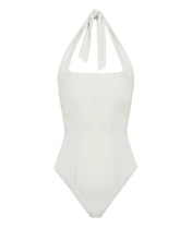 Load image into Gallery viewer, One-front Swimsuit with Band - Off-White