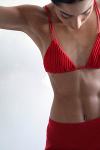 Nervura Triangle Bikini Top - Red