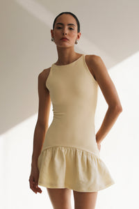 Ruched Mini Dress - Creamy