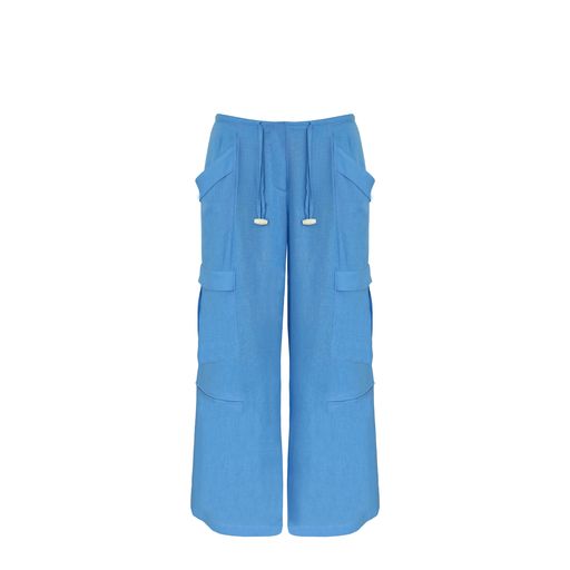 Cargo Pants - Celest Blue Linen