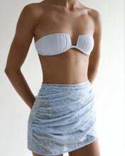 Load image into Gallery viewer, Ruched Mini Pareo Bottom - Haze Blue Lace