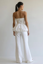 Load image into Gallery viewer, Flare waistband detail Pants Bottom - Off-White Linen