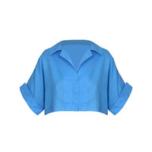 Load image into Gallery viewer, Short Drop Sleeve Shirt - Celest Blue Linen