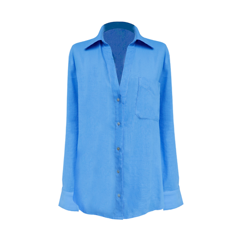 Shirt Top - Celest Blue Linen