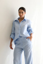 Load image into Gallery viewer, Tailoring Shirt Top - Light Blue Linen