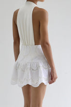 Load image into Gallery viewer, Peplum Mini Skirt Bottom with Shorts - White Lace