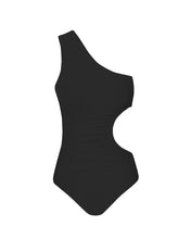 Load image into Gallery viewer, One-Sided Slit Ruched Swimsuit - Black