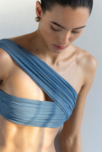 Load image into Gallery viewer, Ruched Strap Straight Bikini Top - Blue Tulle